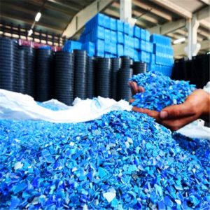 HDPE blue drum plastic scraps, Recycled blue HDPE scraps top